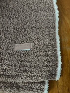 Barefoot Dreams Plush Throw in Gray with Cream Trim